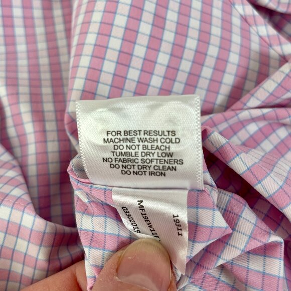 Peter Millar Fine Cotton Gingham Check Button Down Shirt, Pink White, Size M - Picture 7 of 7